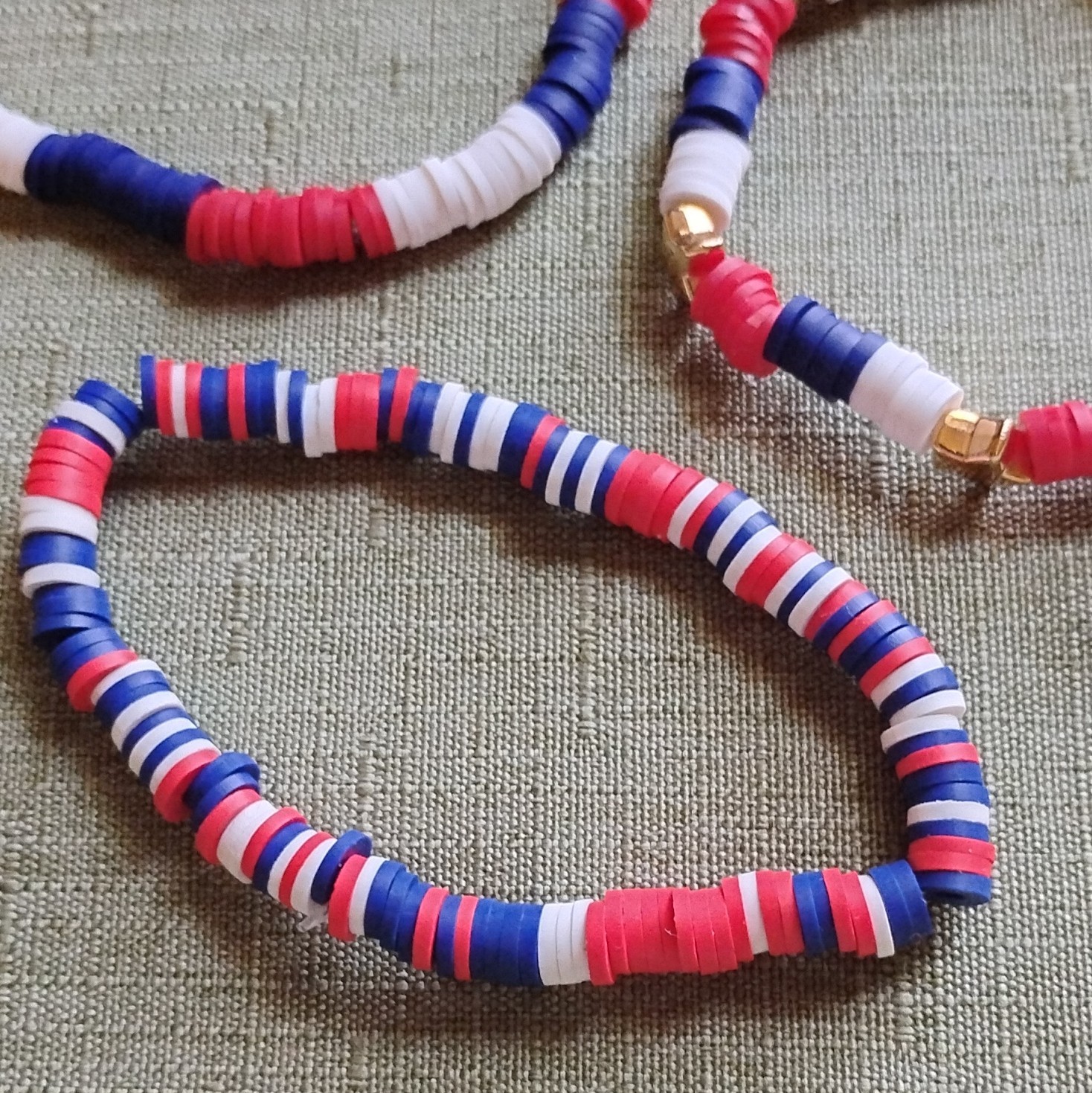 Set of 3 Patriotic Stretch Bracelets. Happy 250th America. 5012