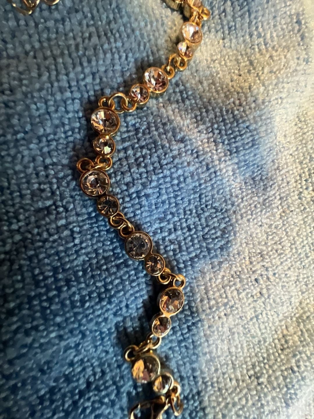 Gold Tone Bezel Set Clear Crystal Link Bracelet