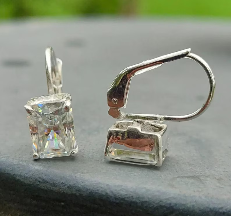 5 Ct Radiant Lab Grown Diamond Stud Earrings in Silver Christmas Gift For Her