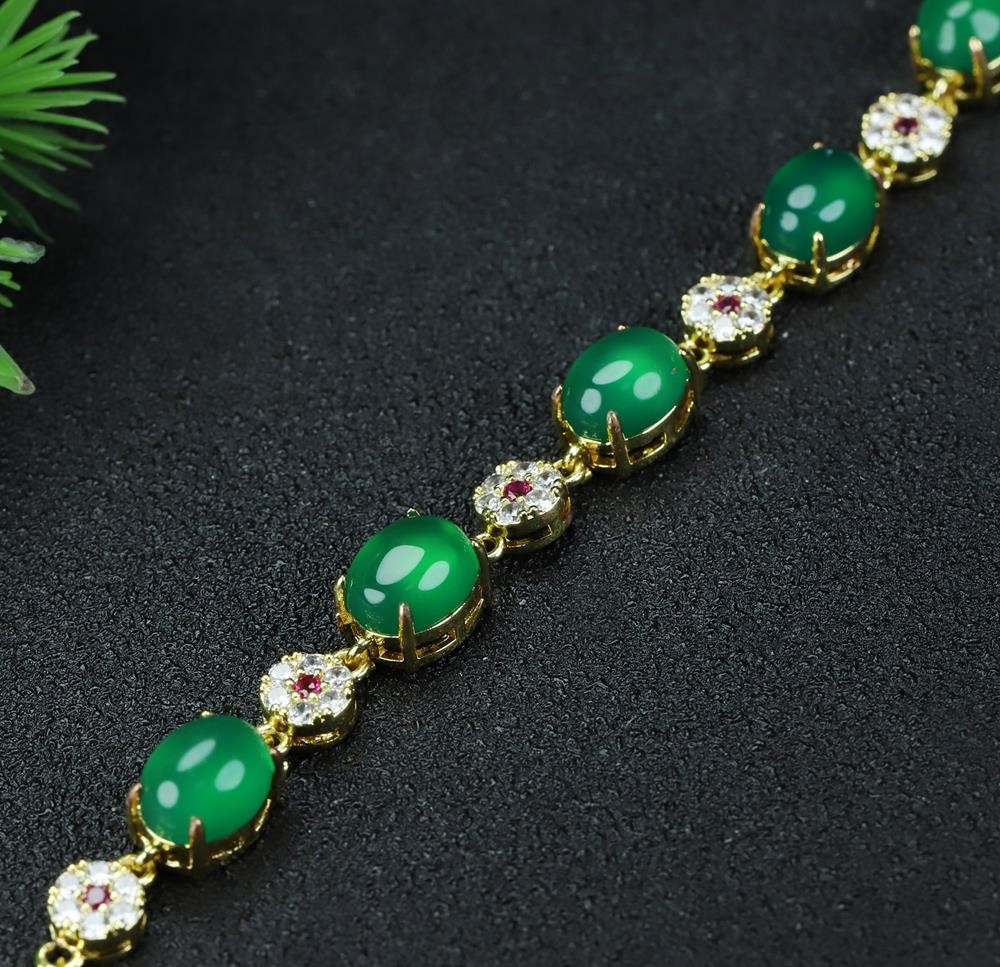Girl Grandma Mothers Lady Women Green Jade Beads Bracelet Jewelry Gift Box DD300
