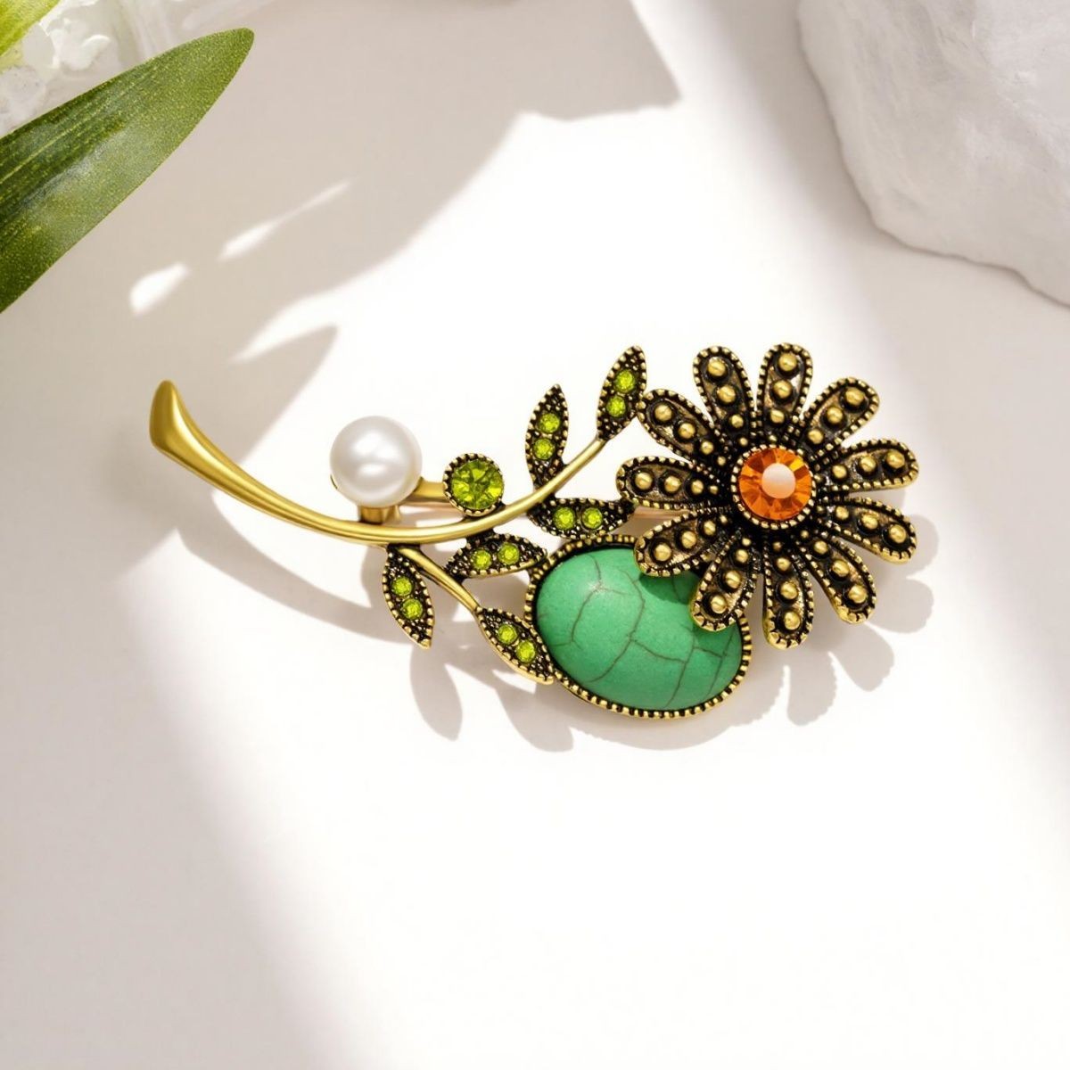 New Ethnic Brooch Women Alloy Rhinestone Flower Pin Clothing Bag