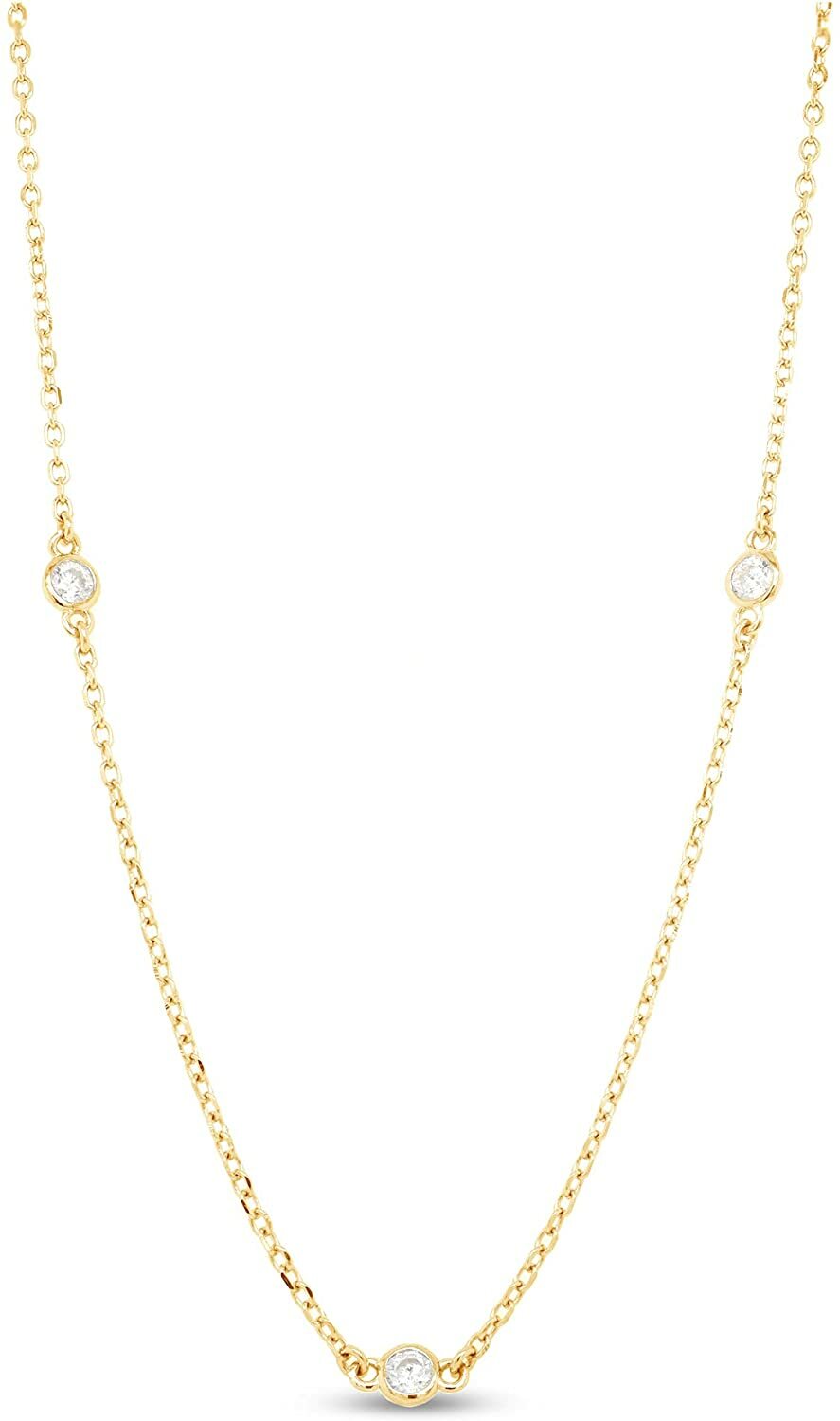 Lab Created Moissanite 2.9MM Yard Station 16” To 36″ Necklace Sterling Silver