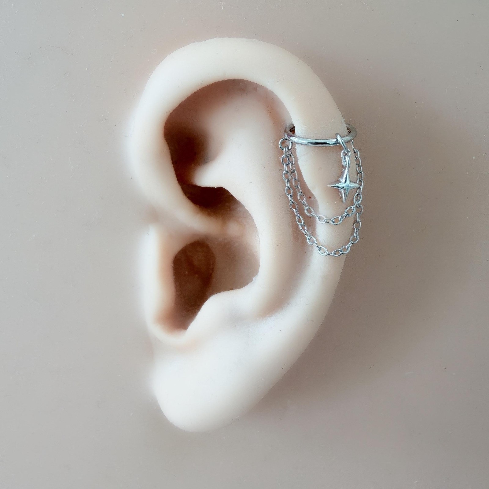 Handmade 6mm-12mm 18g 16g Stainless Dainty Moon Star Helix Hoop, Conch Hoop