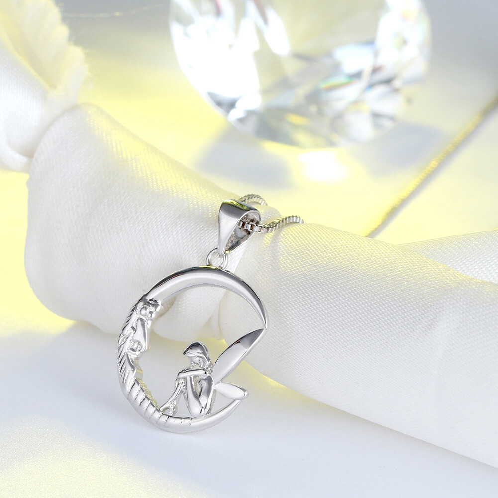Fairy Moon Pendant Chain Necklace for Women Sterling Siver Ginger Lyne Collec…