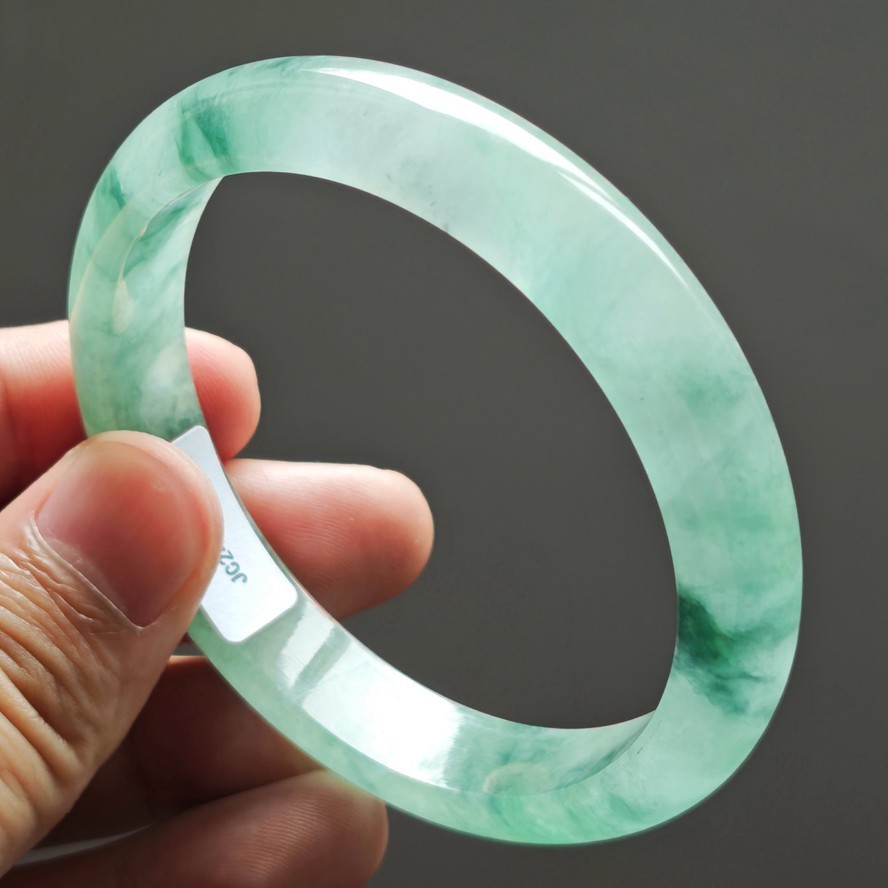 62mm Burma Natural Ice Green Jadeite Bracelet Emerald Jade Bracelet Bangle 4025