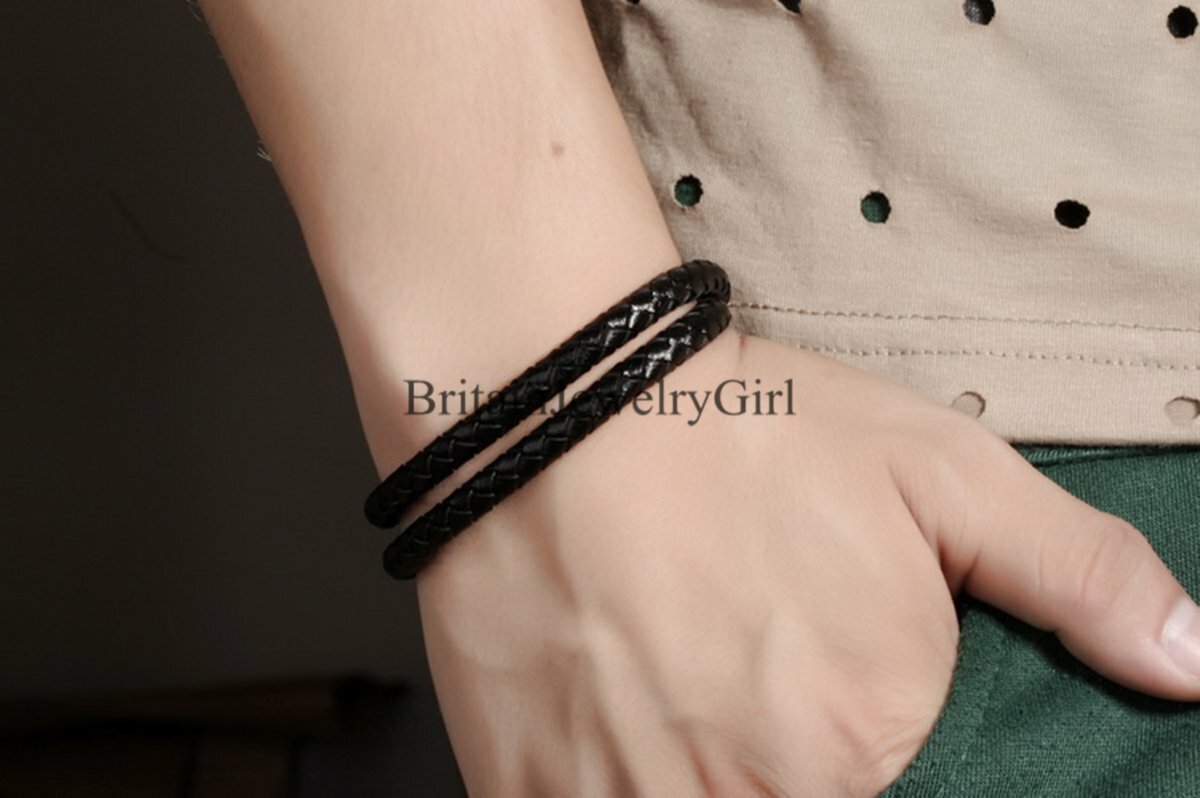 Men Women Multi-layer Braided Leather Bracelet Cuff Wristband Magnetic Clasp