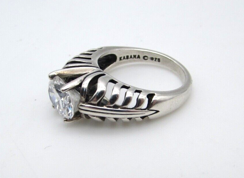 Large KABANA Sterling Silver Ring DQCZ size 8 Solitaire 3.35cts