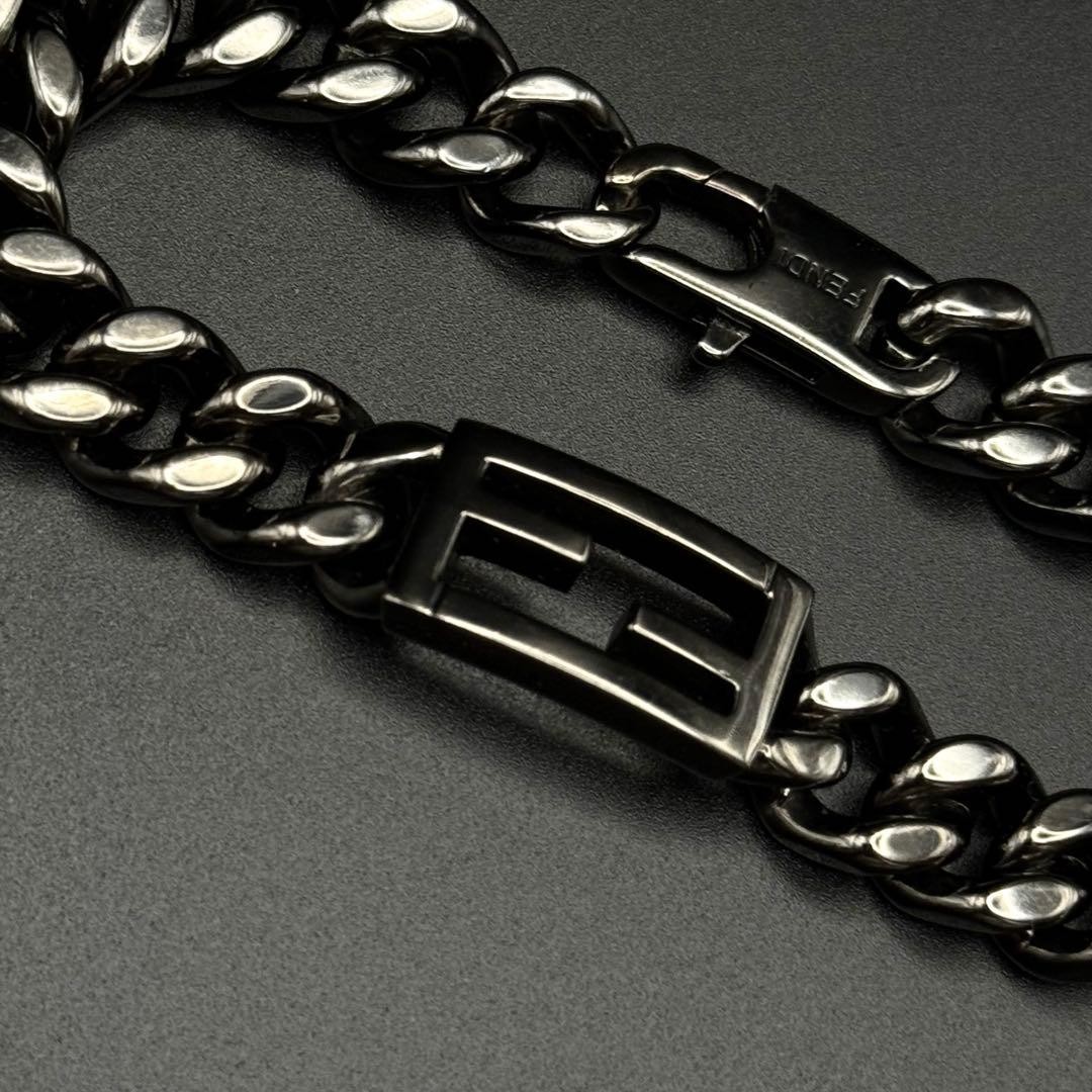 FENDI Bracelet Kihei Chain Baguette FF Logo Black Italy Authentic From Japan