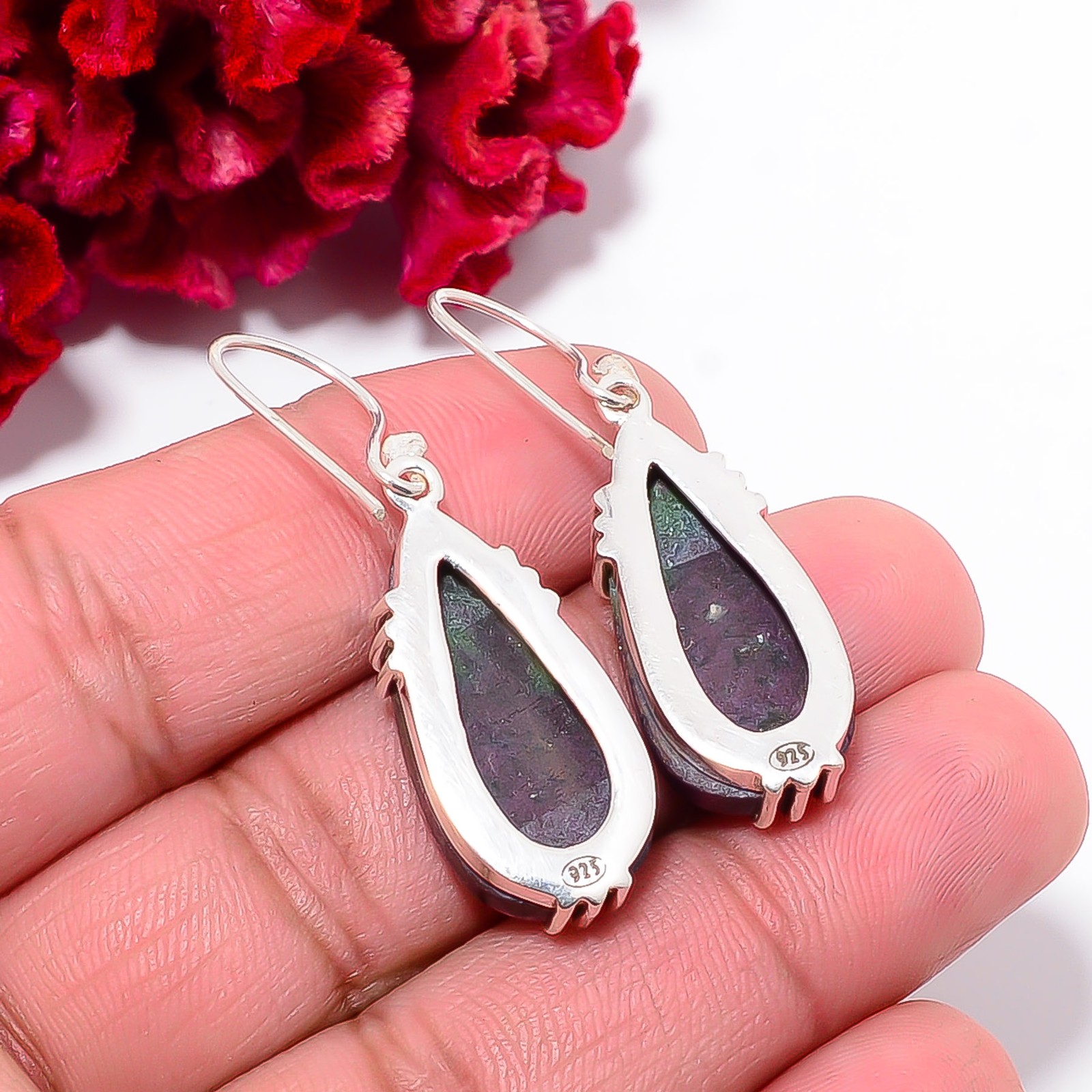 Natural Ruby With Zoisite – Tanzania 925 Sterling Silver Earring 1.64″ E103644
