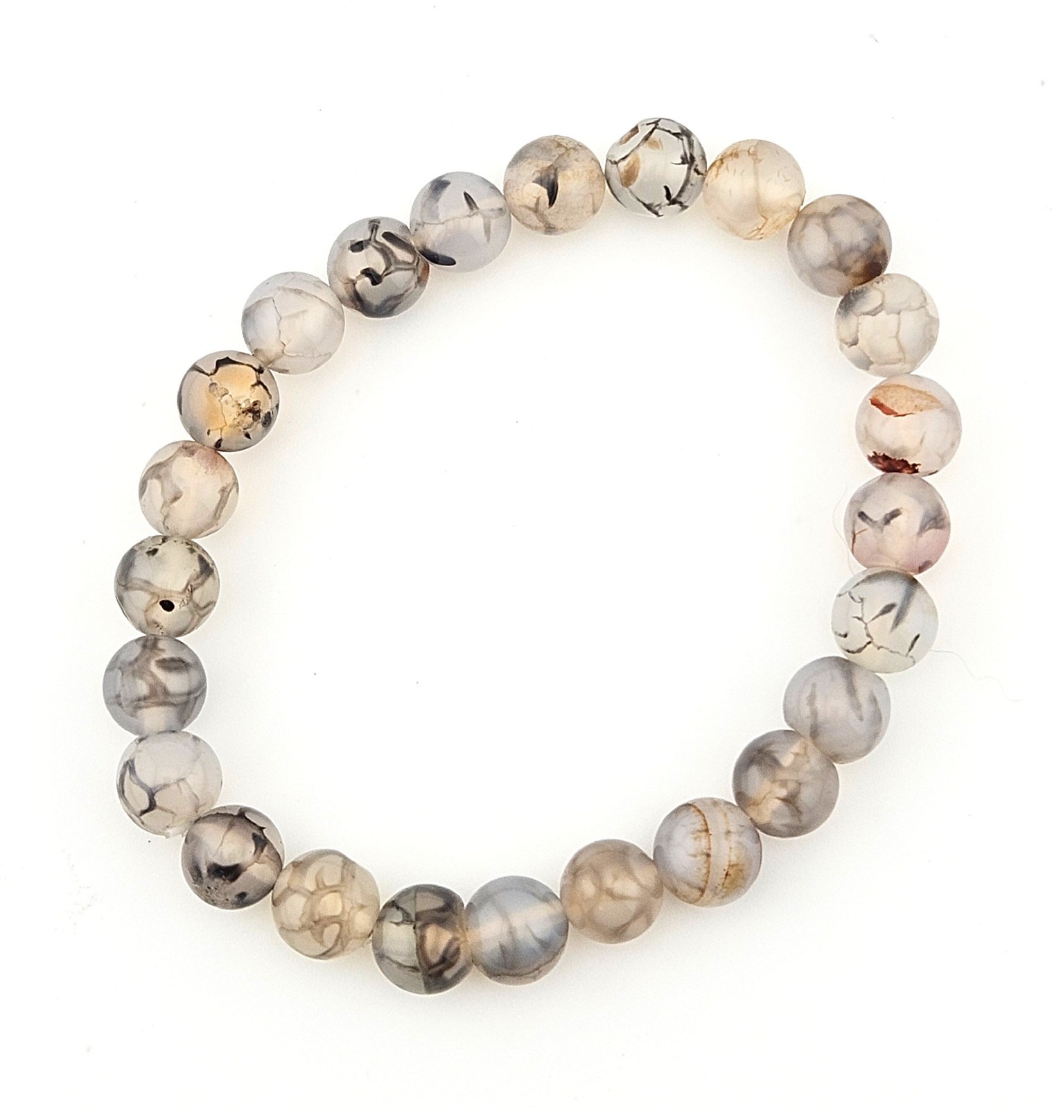 Gray Black & Brown Stone Beaded Elastic Bracelet J15-3671