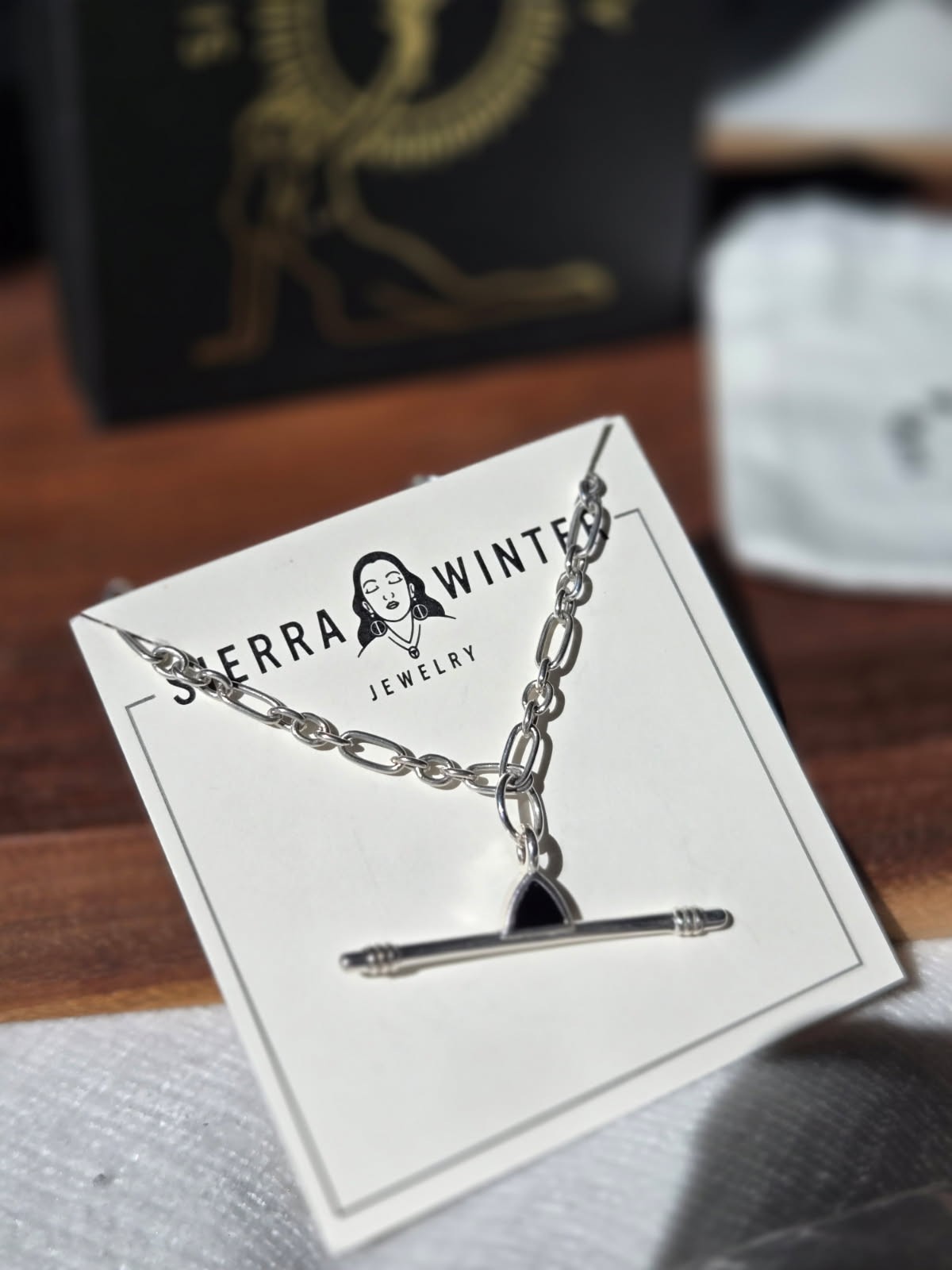 Sierra Winter Jewelry 5 O’Clock Necklace Sterling Silver Turqoise Onyx Brand New