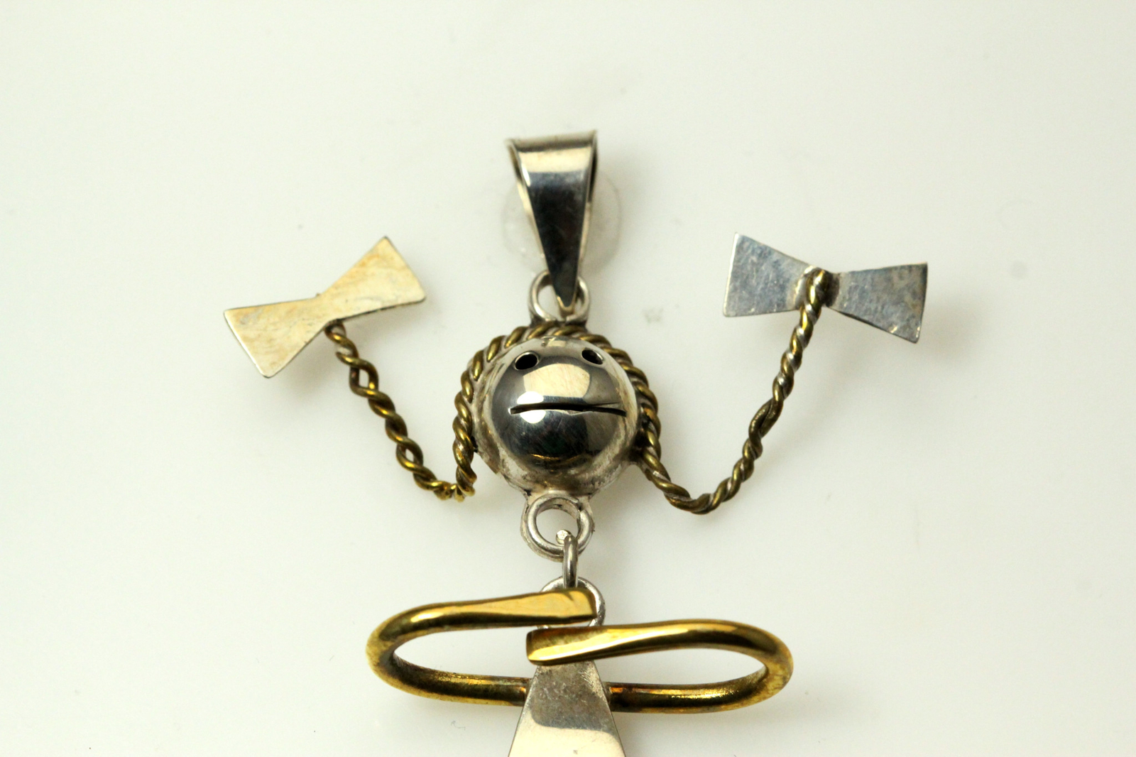 Vintage 925 Sterling Silver & Brass Large Girl Pendant 10.2 Grams (PEN5634)