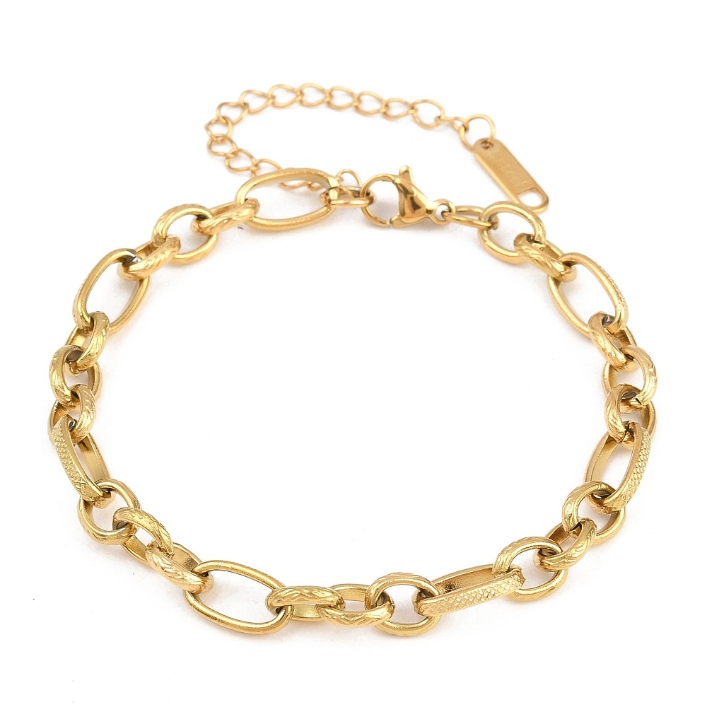 5pcs Bracelets Stainless Steel Link Chain Connector Blank Oval Golden for Women