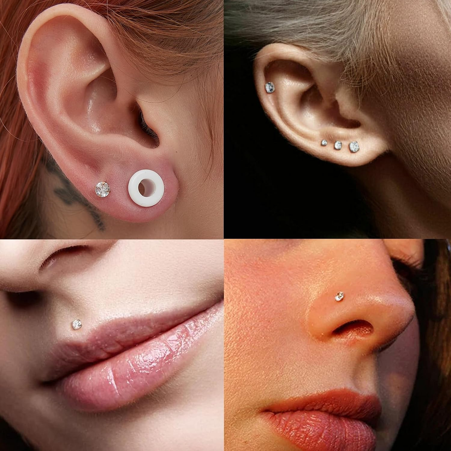 Flat Back Stud Earrings 14K Gold Plated Internally Threaded CZ Stud Piercing Jew