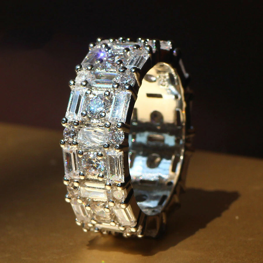 Gorgeous 925 Silver Filled Wedding Ring Women Jewelry Cubic Zircon Ring Sz 6-10