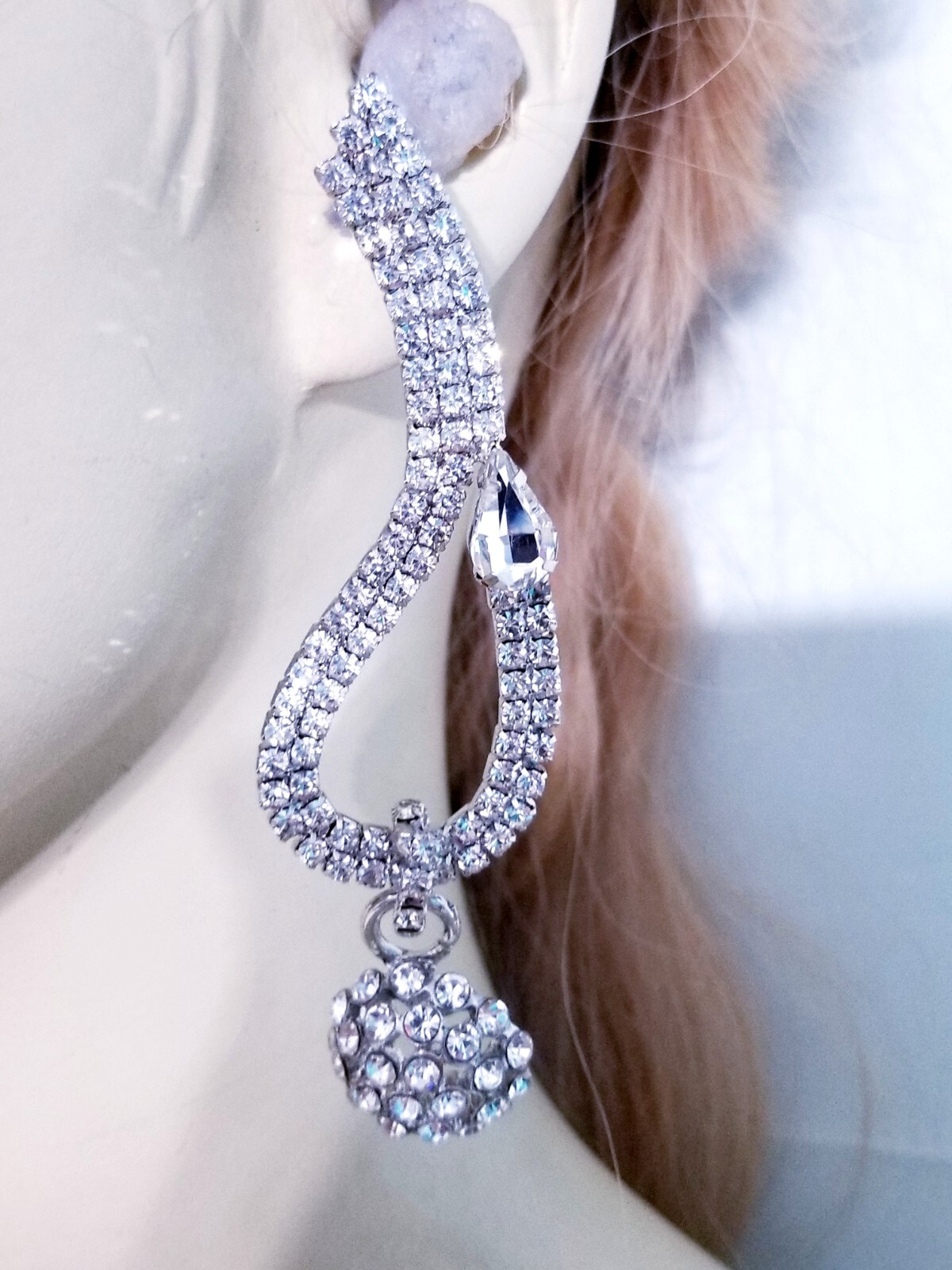 Bridesmaid Drop Dangle Chandelier Earrings 3.9 in Clear Rhinestone Pageant Prom