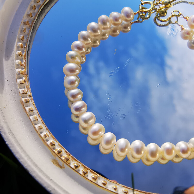Adjustable Near Round Freshwater Pearl Bracelet, Natural Round Pearl Bracelet