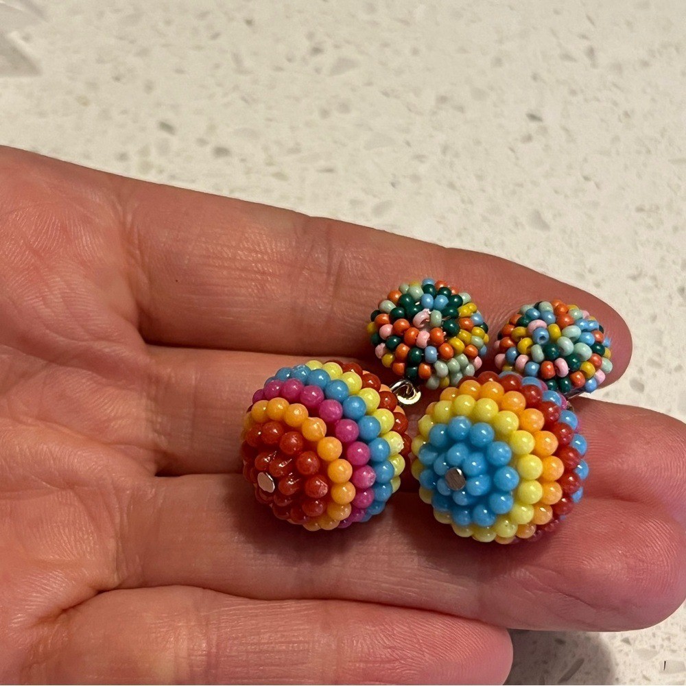 Colorful Beaded Drop Earrings – Rainbow Multicolor