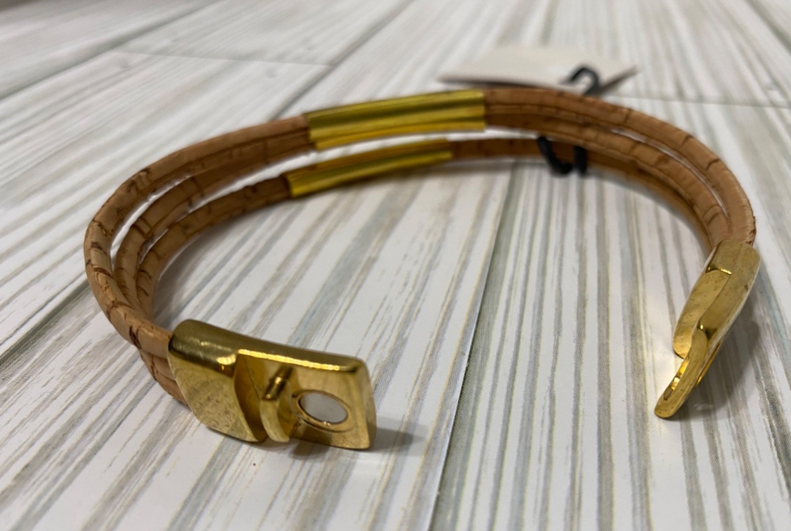 Corx Cork & Gold-Tone Metal Bracelet With Magnetic Clasp Recycled