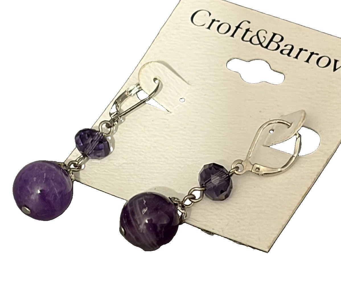 NEW Croft&Barrow Fish Hook Dangle Purple / Lavender Earring Set