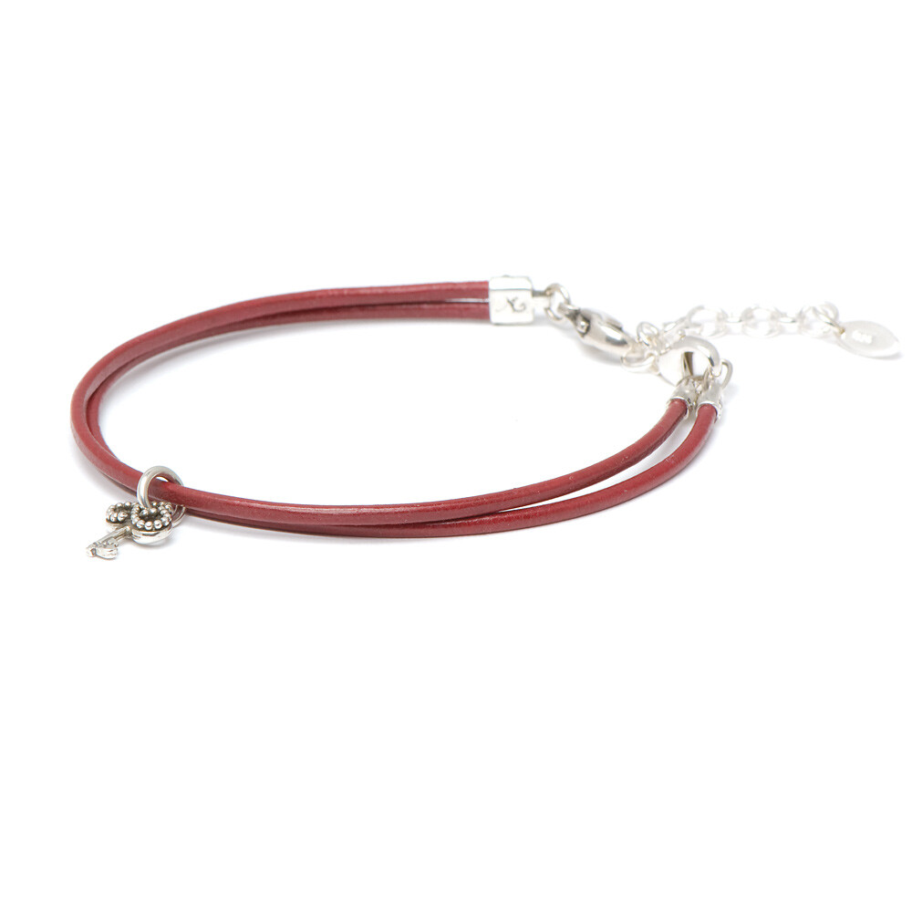 Novobeads 35055 Bracelet Leather Smooth – Crimson, S (5.5-7inch/14-18cm)