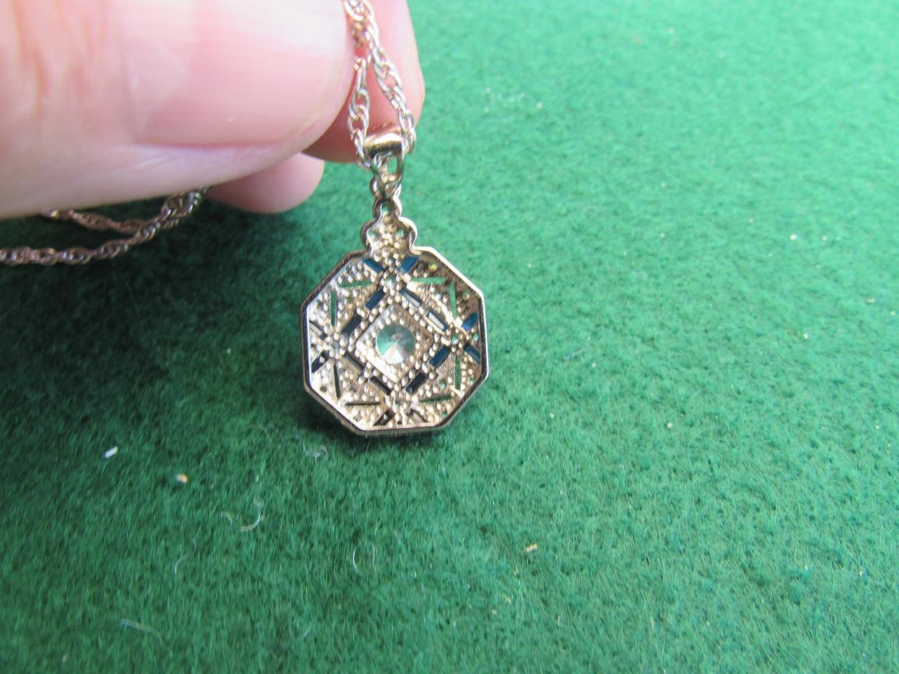 Sapphire & White CZ Sterling Silver Pendant & Chain – 5.8 Grams
