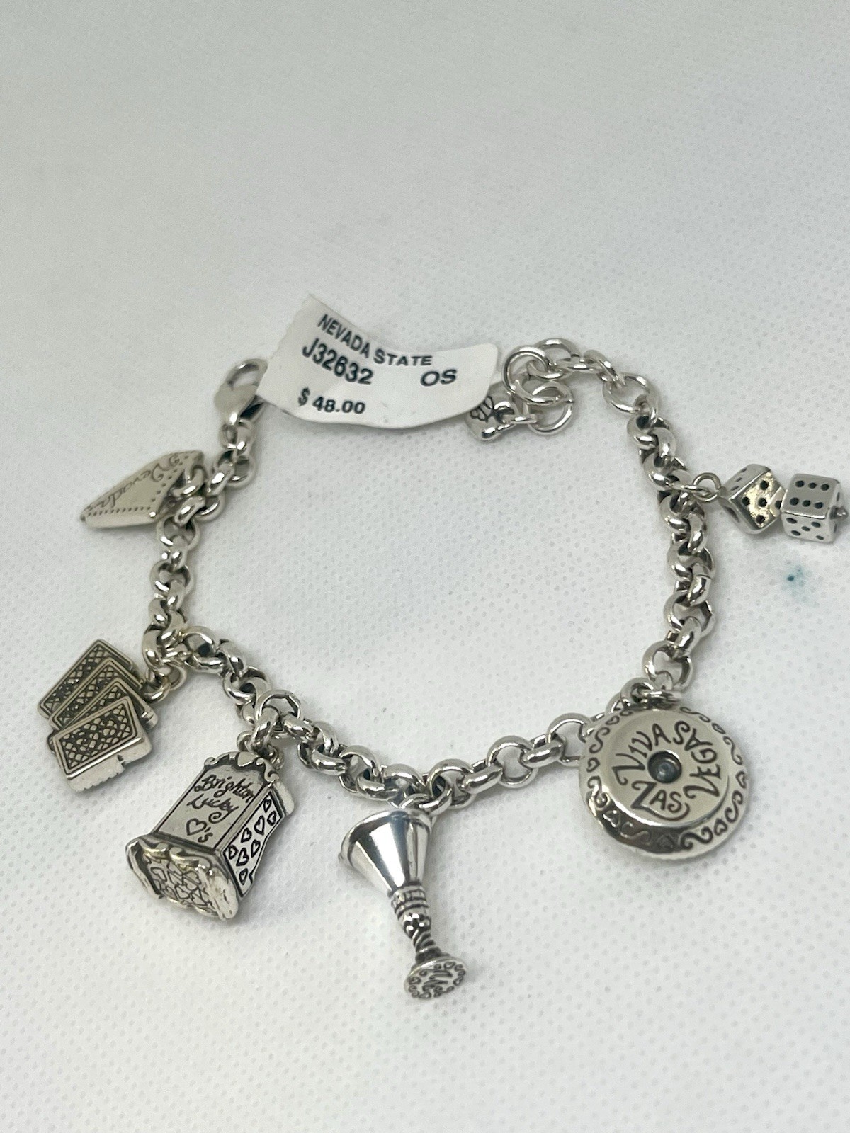 Brighton Nevada State Charm Bracelet NWT 8.5” Casino Dice Roulette