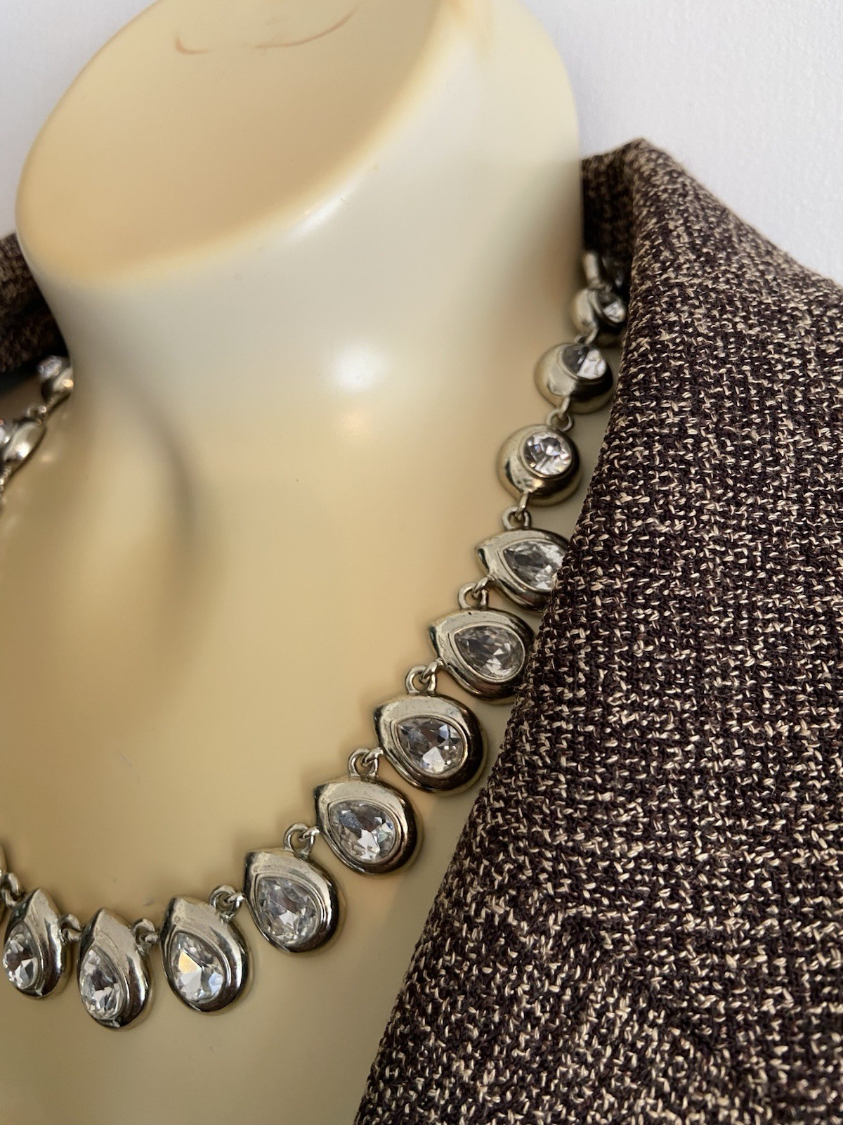 WHBM teardrop crystal statement necklace