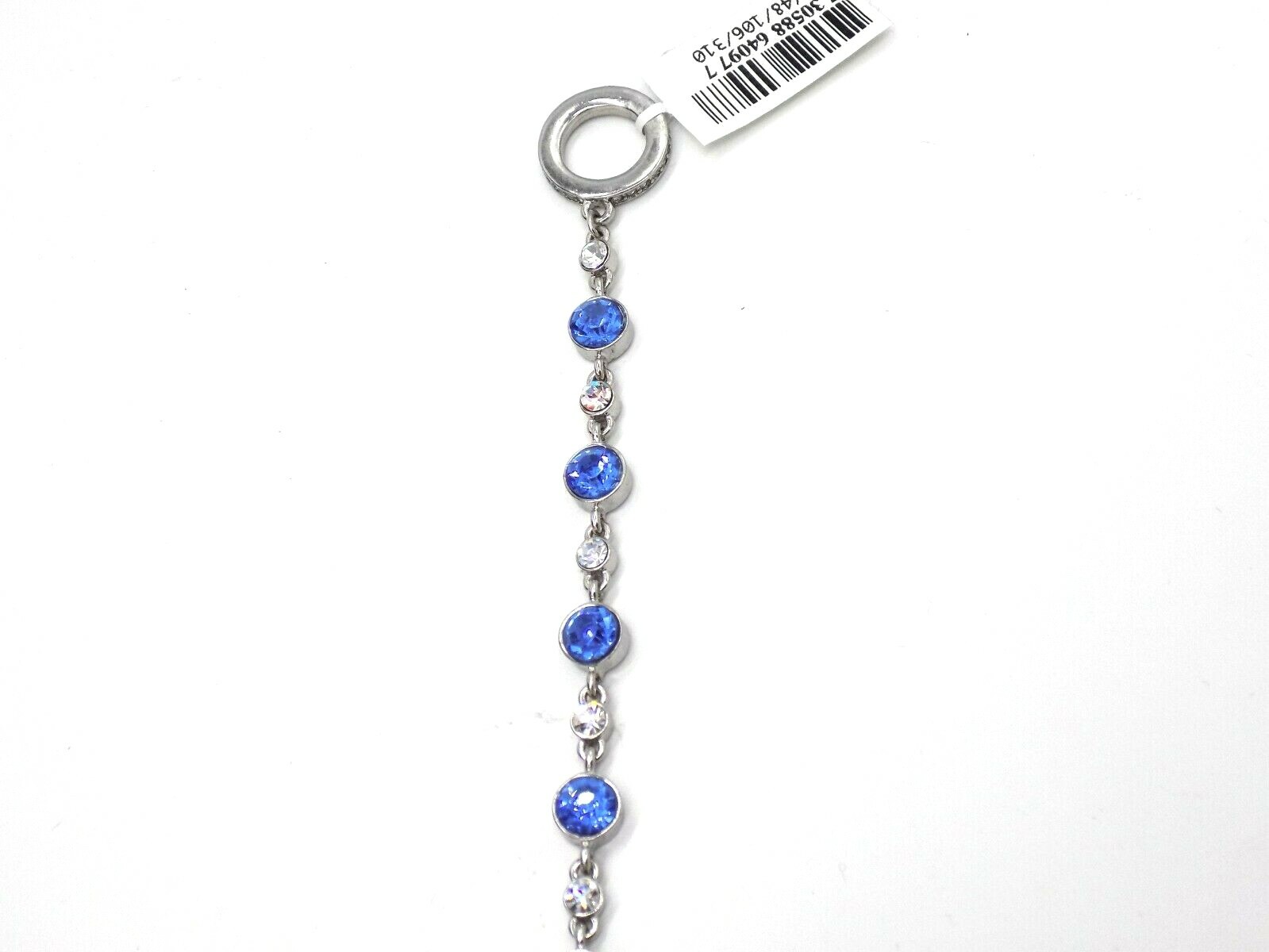 Carolee Tennis Bracelet Blue & White Colorless Crystal Silver Tone Toggle 7-1/4″
