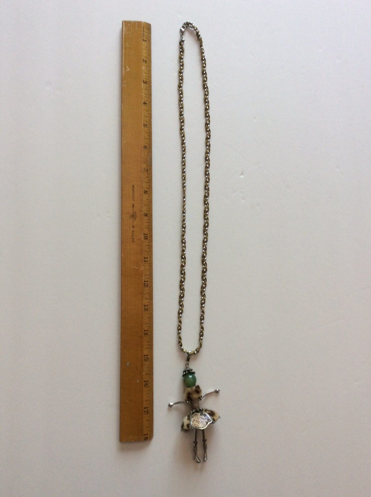 Novelty Marble Head Doll Necklace Pendant Dancing Animal Print Fun Fashionista