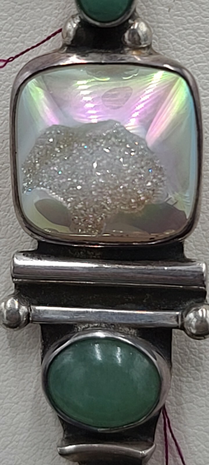 PENDANT & BROCH : TITANIUM DRUSY, AND GREEN ADVENTURINE.. I KNOW SICK RIGHT