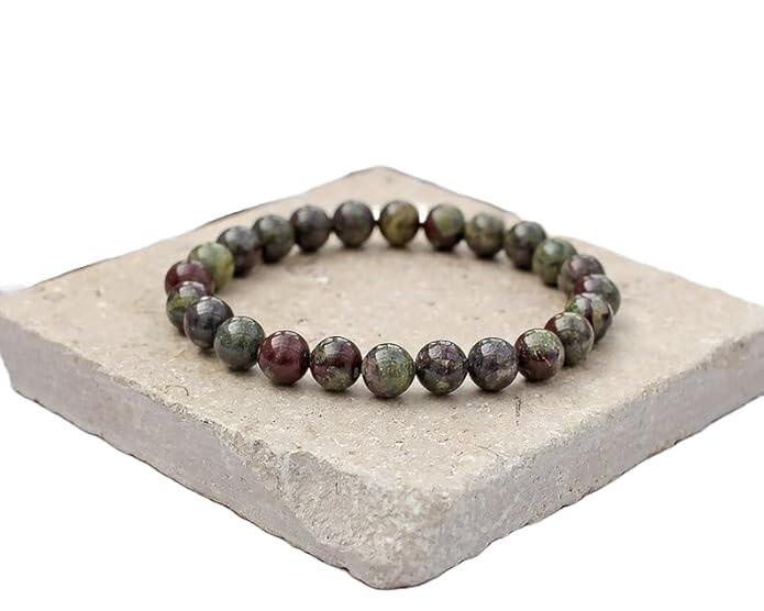 Dainty 8mm Genuine Dragon Bloodstone Bracelet Healing Reiki Unisex Lucky Gift