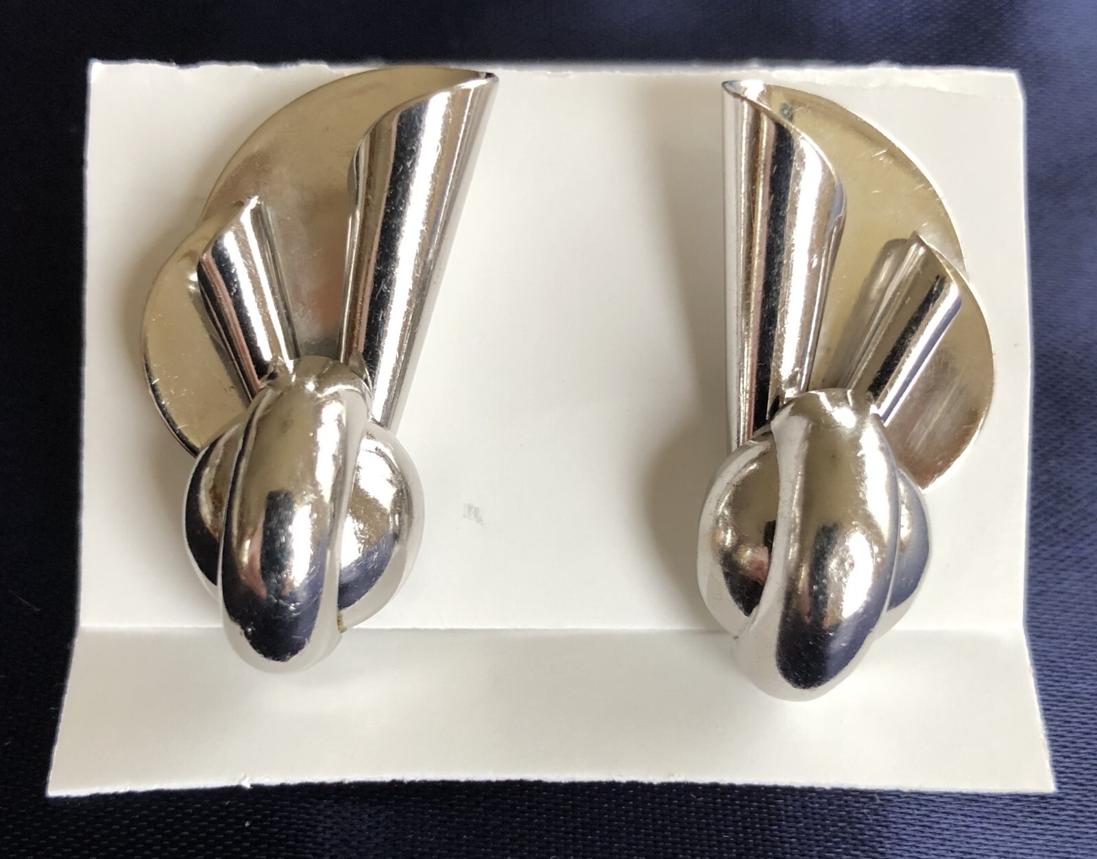Vintage Silver Tone, Art Deco, Art Nouveau, Ball & Cone, Metal, Earrings