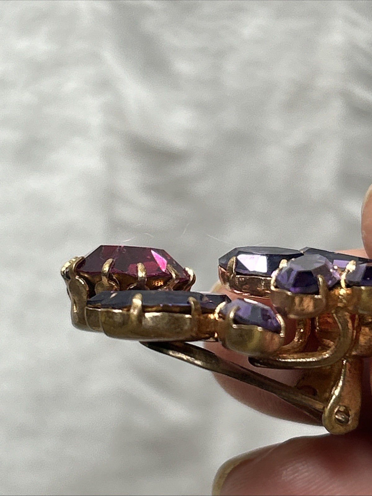 Vintage Fuchsia Purple Rhinestone Wreath Brooch Earring Set Demi Parure Unsigned