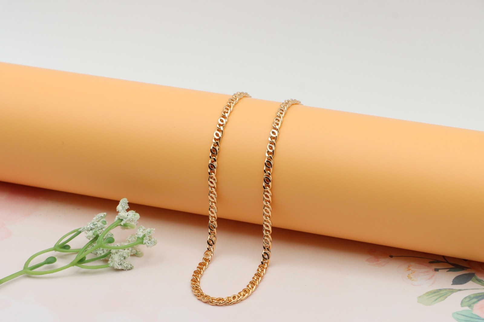 Bold Rose Gold Flat Link Chain Necklace for Everyday Style, XPNL0247