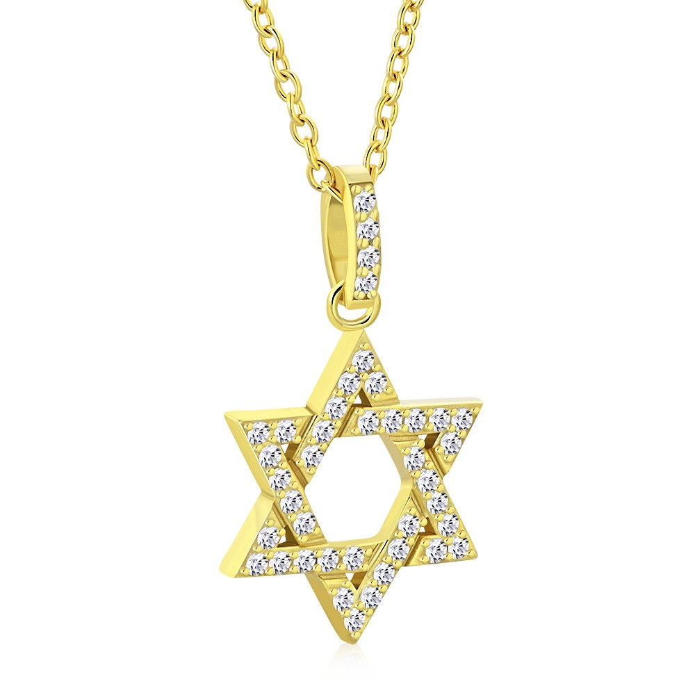 925 Sterling Silver Classic Jewish Star of David CZ Pendant Necklace