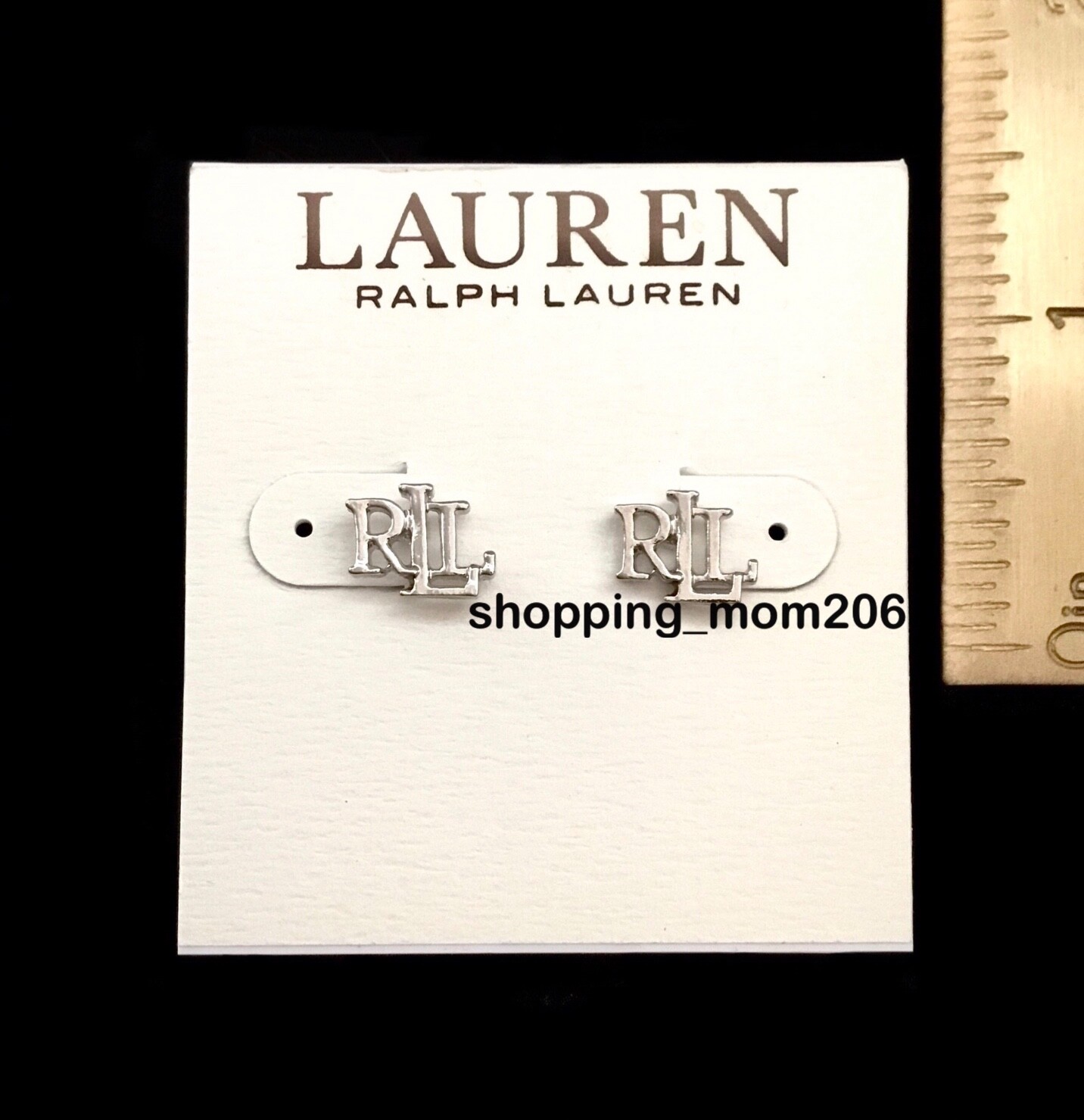 Lauren Ralph Lauren Silver-Tone RLL Logo Stud Earrings