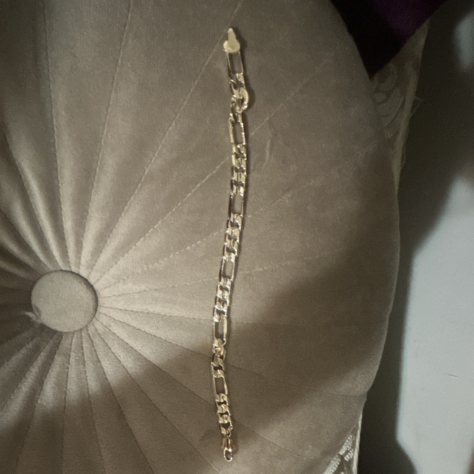 Gold Tone Figaro Chain Link Bracelet with Lobster Clasp Closure