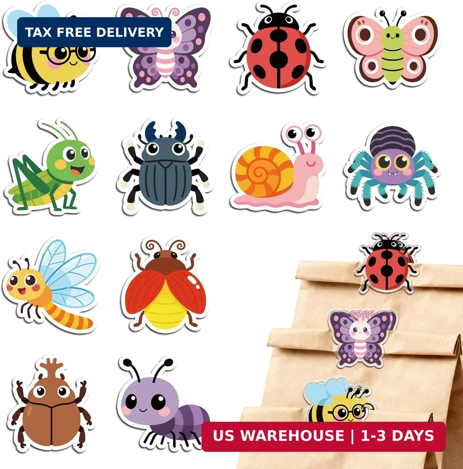 MAYJOYDIY 24Pcs 12 Styles Butterfly Bee Ladybug Acrylic Chip Clips Grasshopper D