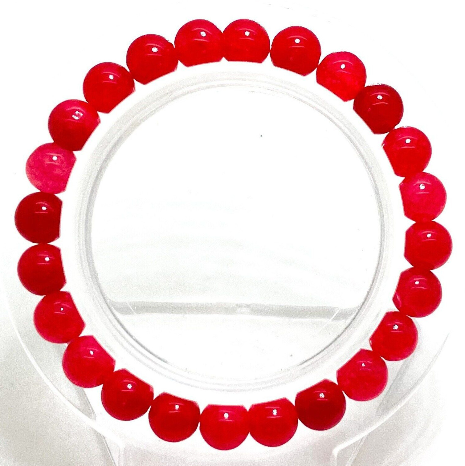 1PC x Handmade Fashion Gemstone Beaded Bracelet (Hot Pink Jade)