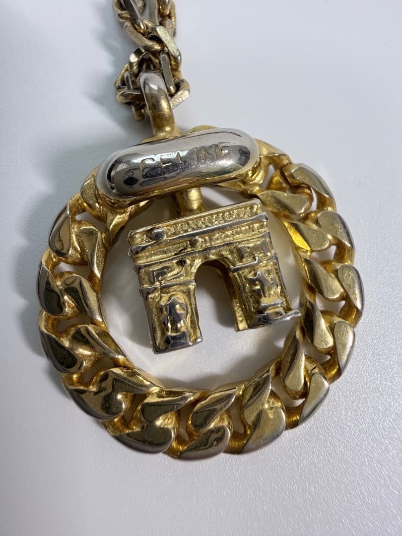 CELINE Arc de Triomphe Gold Silver Necklace 46cm (18.1in)