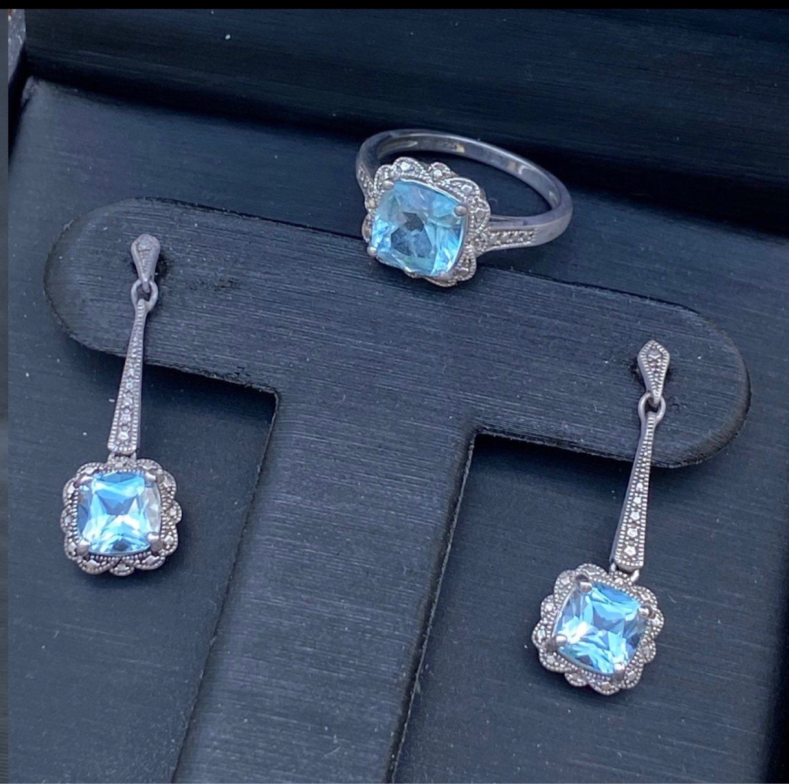 Zales Blue Topaz Earrings and Ring Set