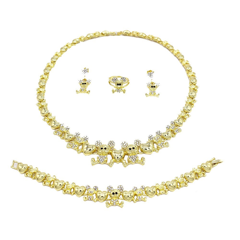 Children’s Hugs & Kisses XOXO 18k Real Gold Plated Layered Necklace Set