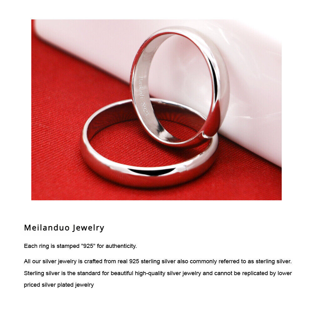 925 Sterling Silver Dome High Polish Comfort Fit Plain Ring Classic Wedding Band