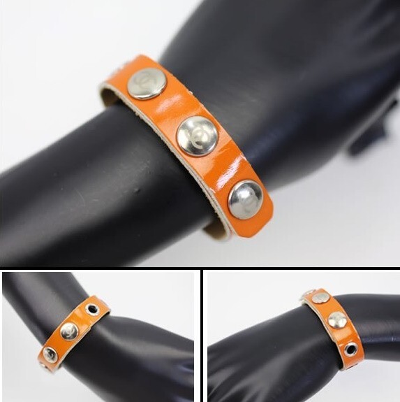 Chanel Coco Logo Round Button Enamel Bracelet Orange 00T