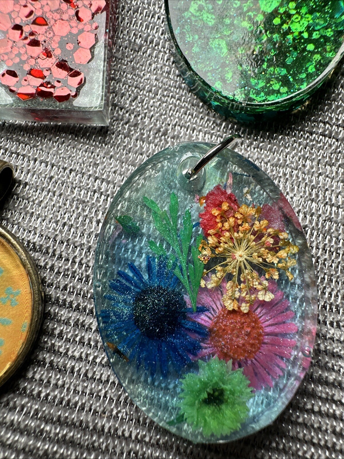 4 Pendant Necklaces New Assorted Glass Resin Mixed Media Handmade 5403 W