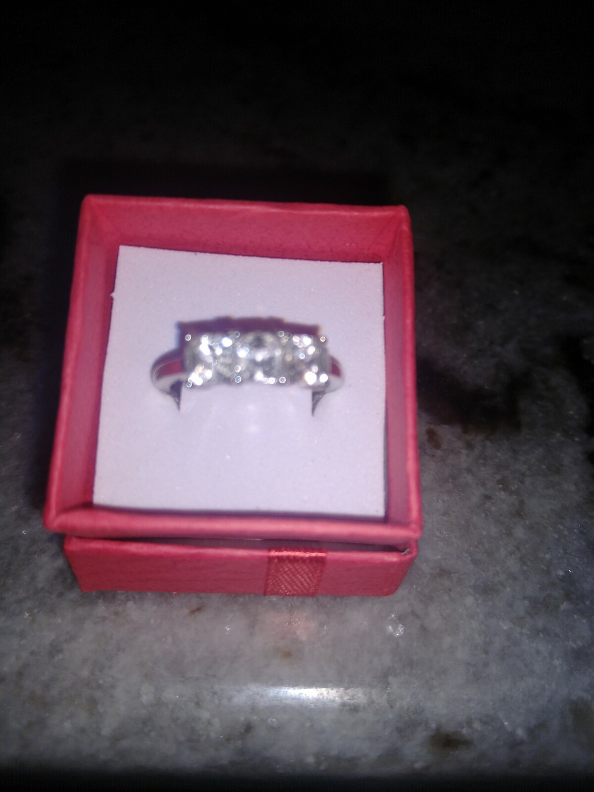 Lab Created White Sapphire 3 Stone Ring in Stainless Steel (Size 9.0) 2.60 ctw