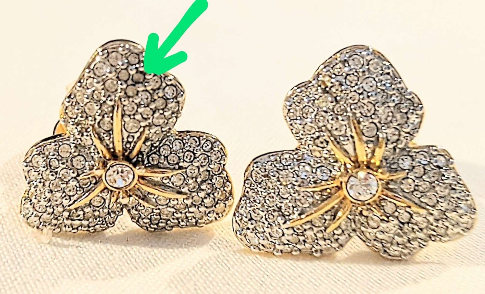 Swarovski Clear Crystal Pave Set Flower Shaped Clip-on Earrings Gold Plated