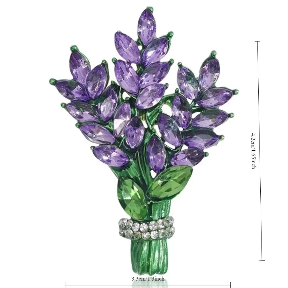 Purple Lavender Crystal Flower Brooch Elegant Rhinestone Pin Gift for Women New