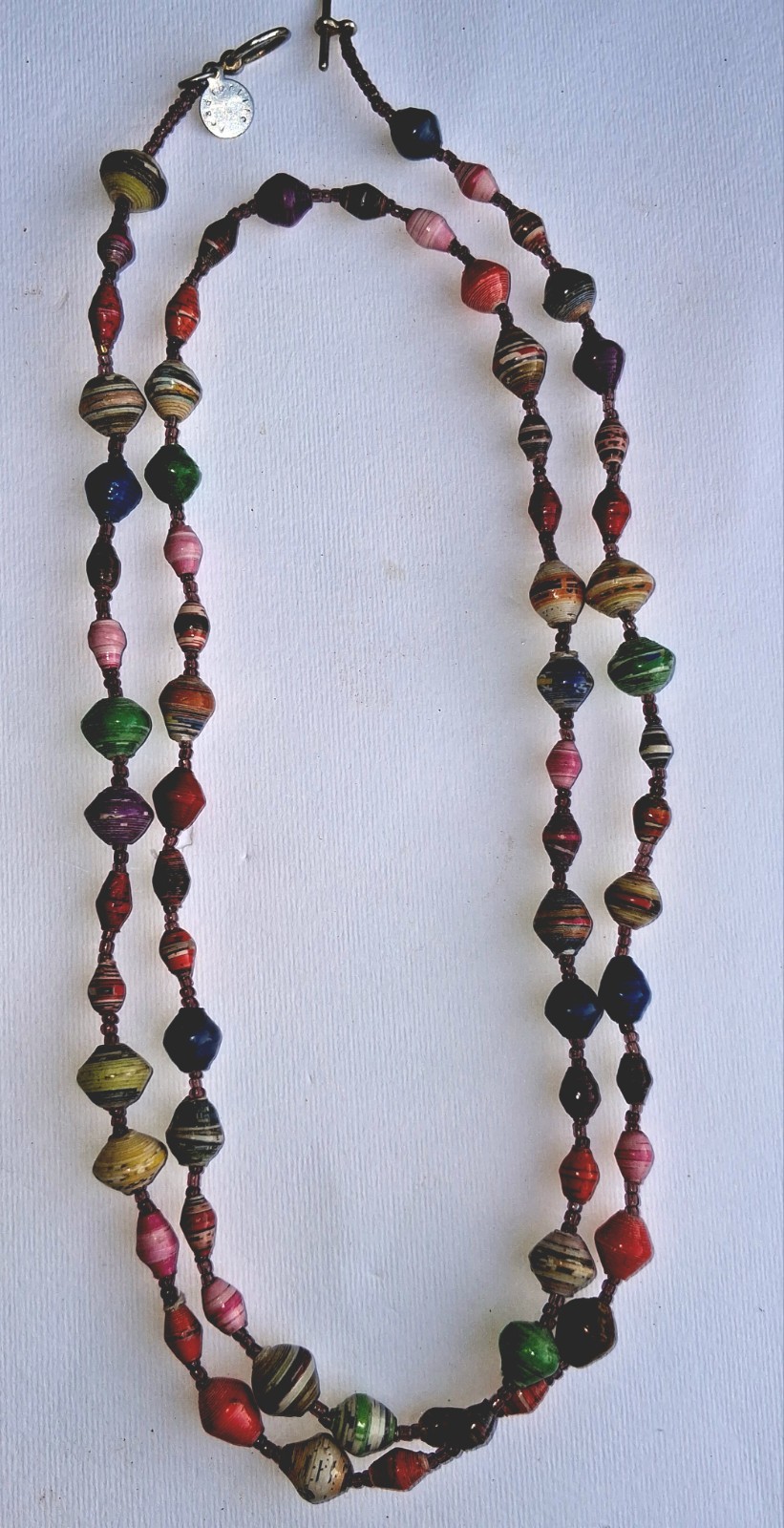 authentic Signed bead for life paper bead bohemian necklace 40 inch strand
